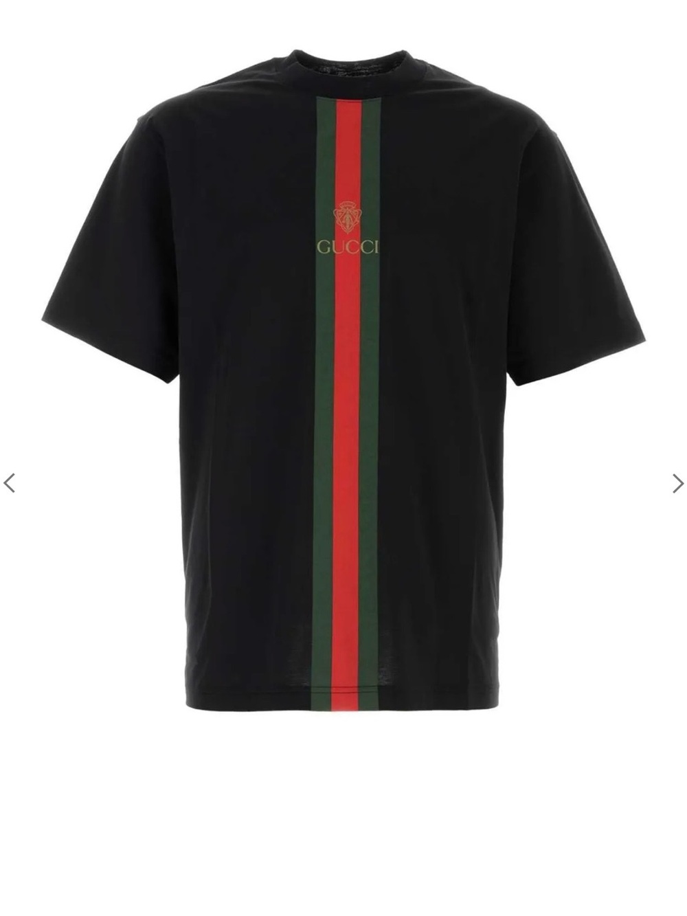 New Gucci Black Short-Sleeve Tee with Red & Green Center Stripe Crewneck size L